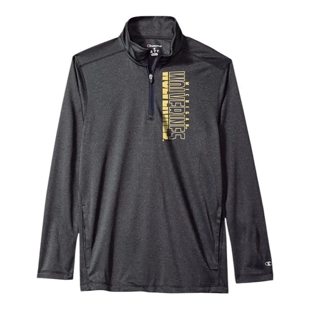 Champion Mens Gray West Virginia Mountaineers Quarter-Zip Pullover Medium EUC